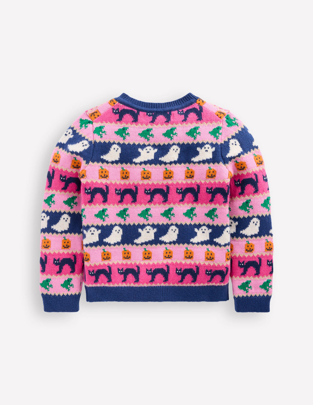 Edie Fair Isle Cardigan-Raspberry Pink Halloween - Image 2