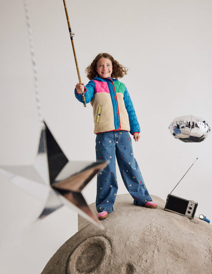 Wide Leg Pants-Mid Vintage Denim Hearts-1