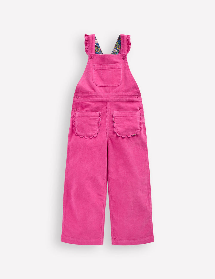 Frill Overalls-Raspberry Pink