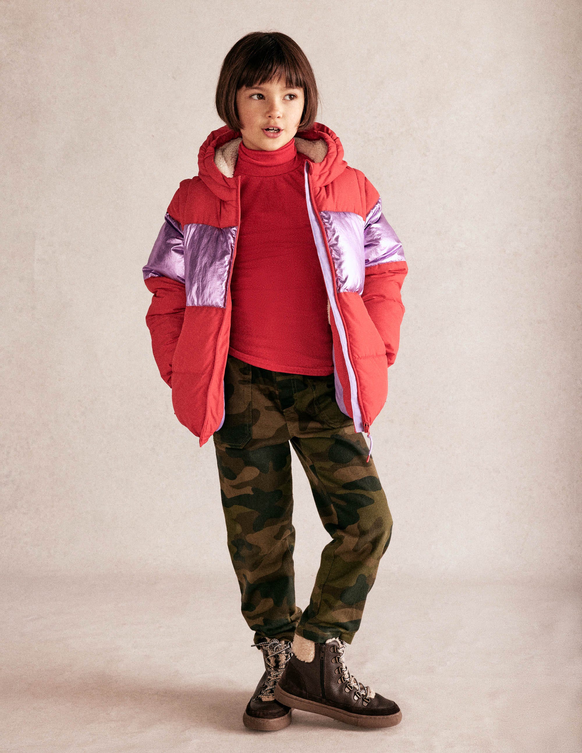 2-in-1 Padded Coat-Red/Pink Metallic - Image 7