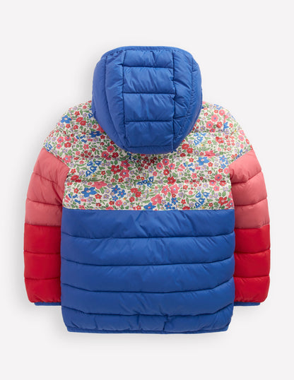 Pack-away Padded Jacket-Floral Colourblock-2