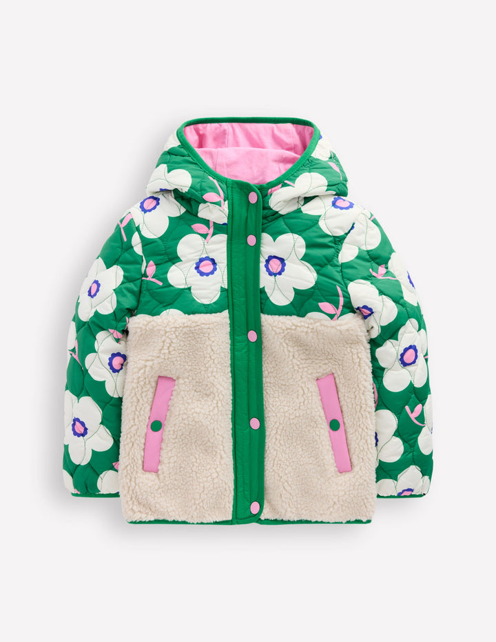 Janie Borg Mix Jacket-Rich Emerald Green Giant Daisy