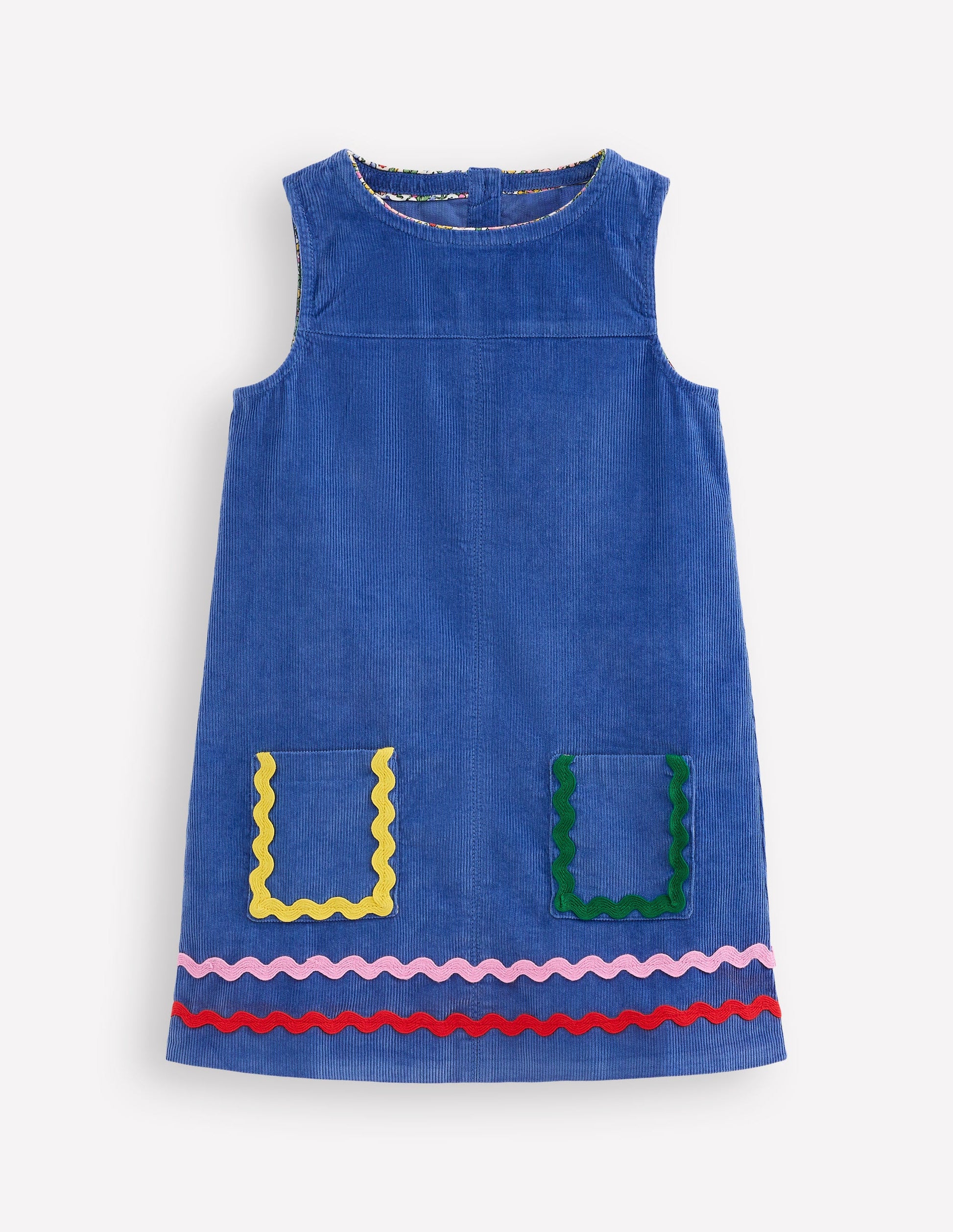 Saffy Cord Pinafore Dress-Bluejay-1