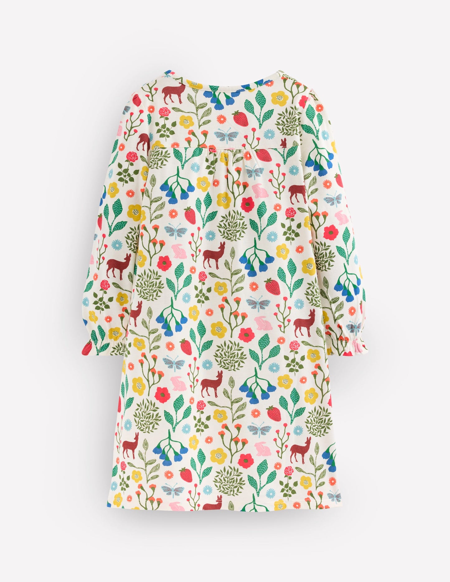 Printed Long Sleeve Nightie-Soft Ivory Woodland Walk