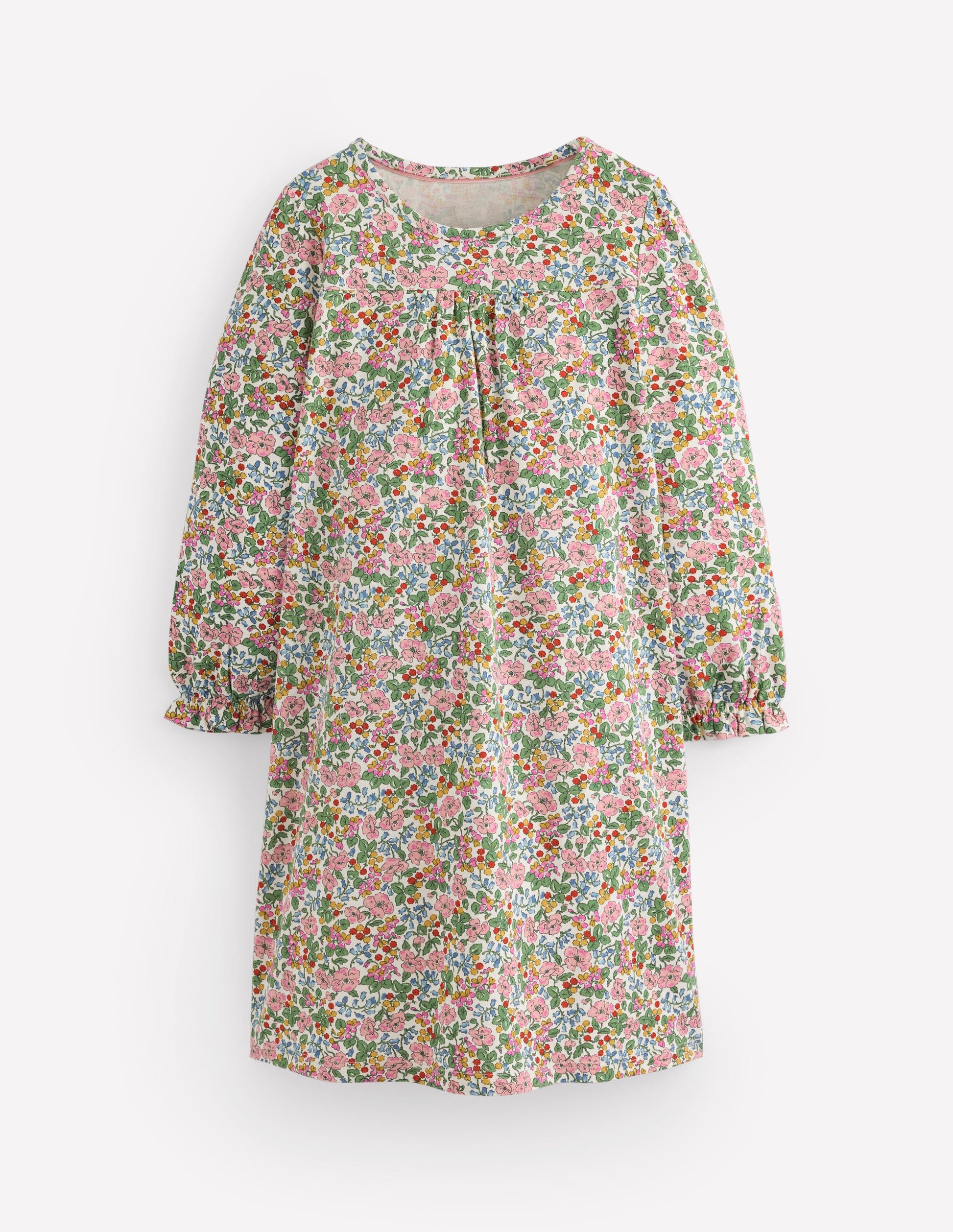 Printed Long Sleeve Nightie-Coconut Milk Berry Floral-1