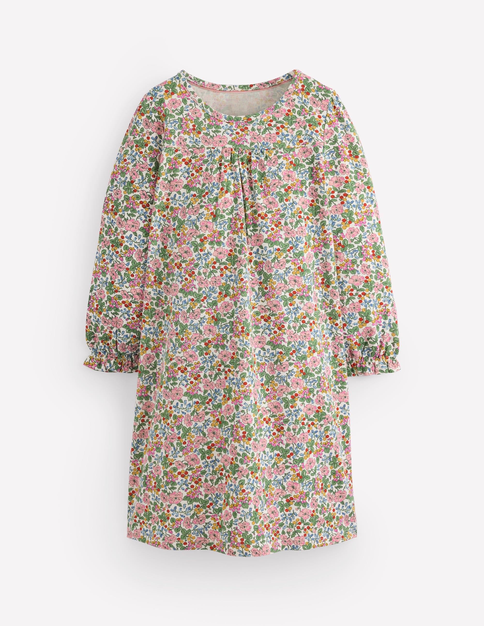 Printed Long Sleeve Nightie-Coconut Milk Berry Floral - Image 1