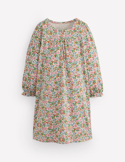 Printed Long Sleeve Nightie-Coconut Milk Berry Floral-1