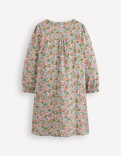 Printed Long Sleeve Nightie-Coconut Milk Berry Floral-2