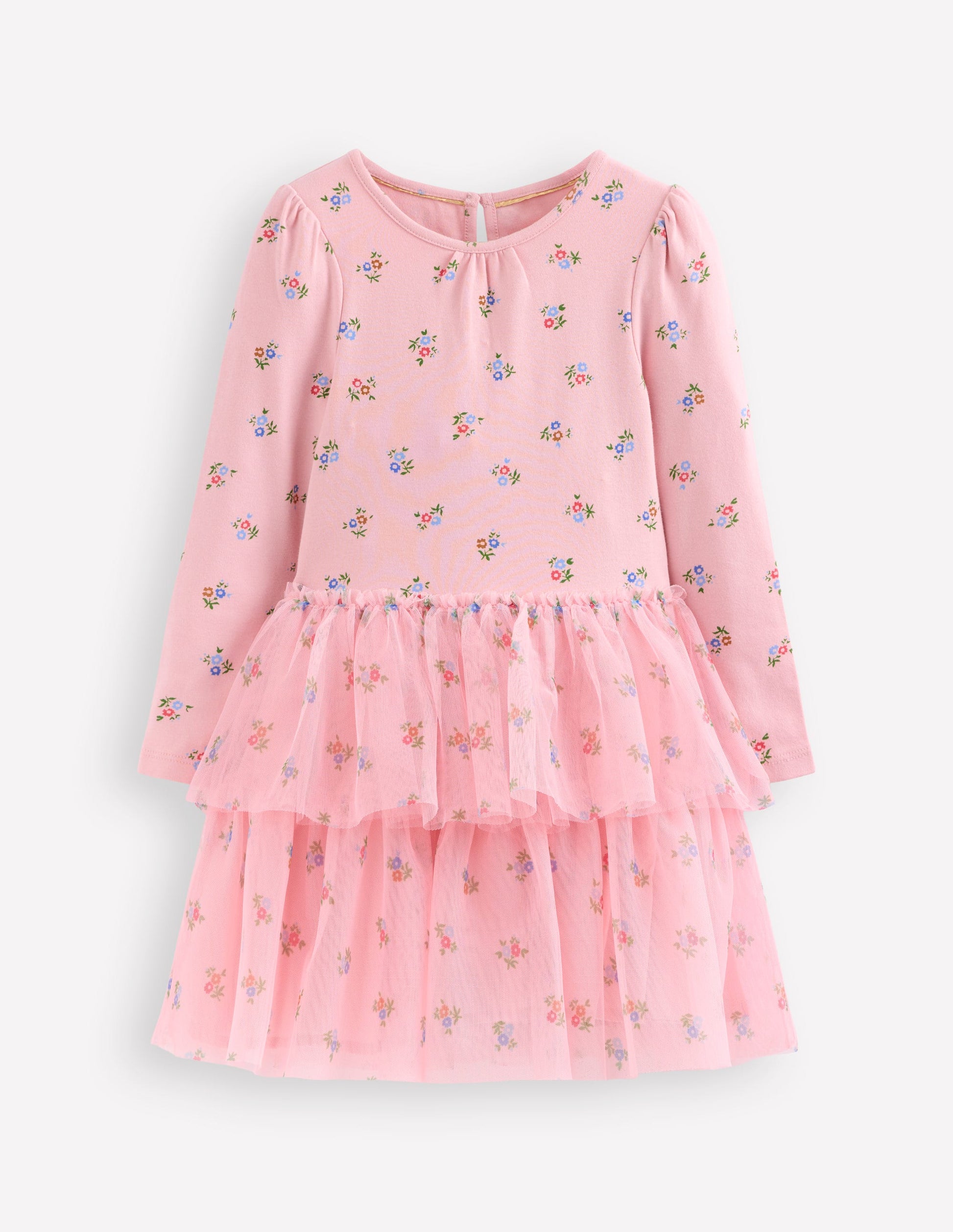 Tulle Mix Dress-Vintage Pink Ditsy Floral-1