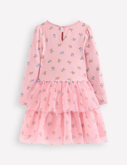 Tulle Mix Dress-Vintage Pink Ditsy Floral-2
