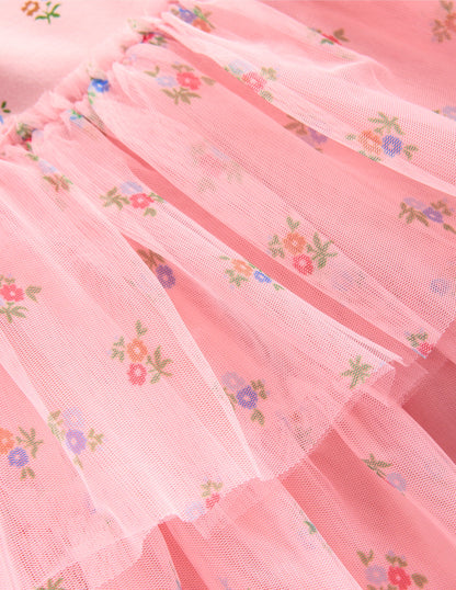 Tulle Mix Dress-Vintage Pink Ditsy Floral-3