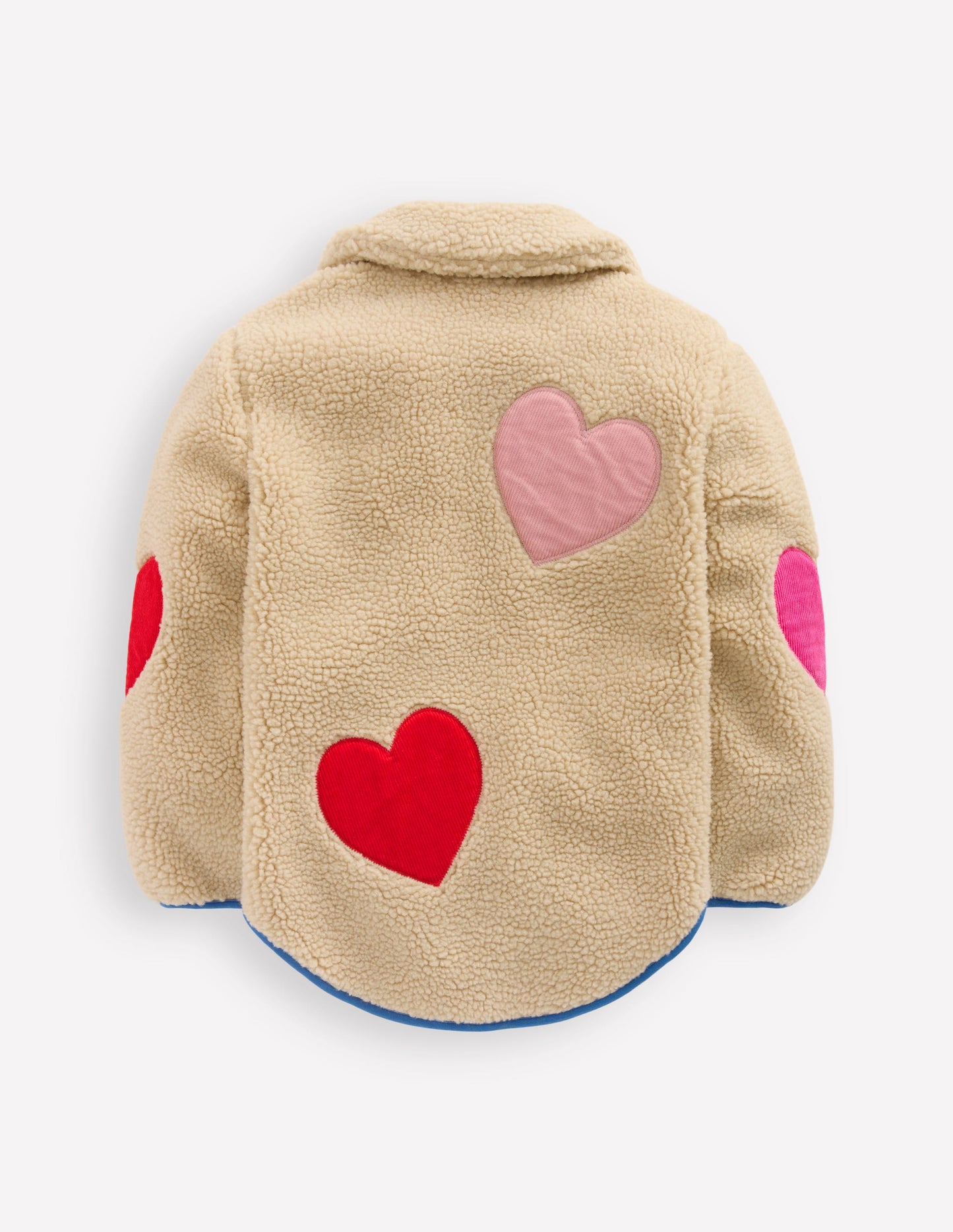 Collared Borg Zip Through-Applique Hearts