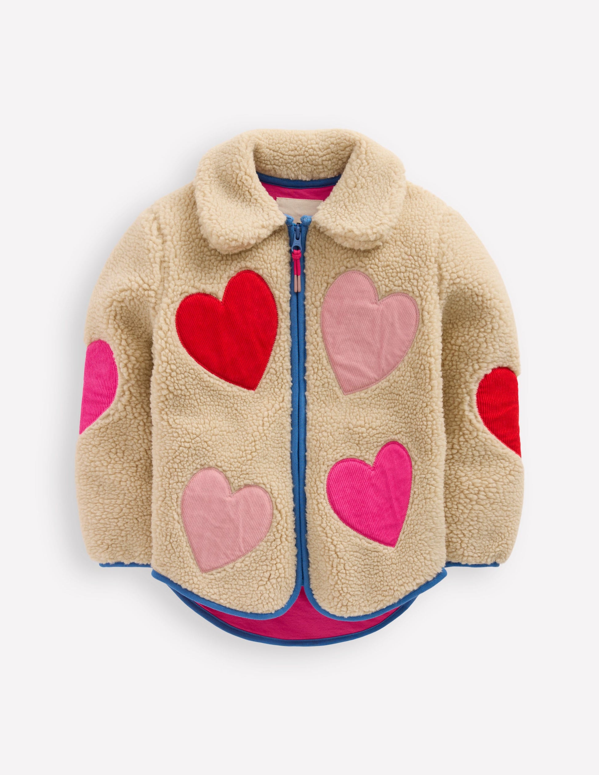 Collared Borg Zip Through-Applique Hearts-1
