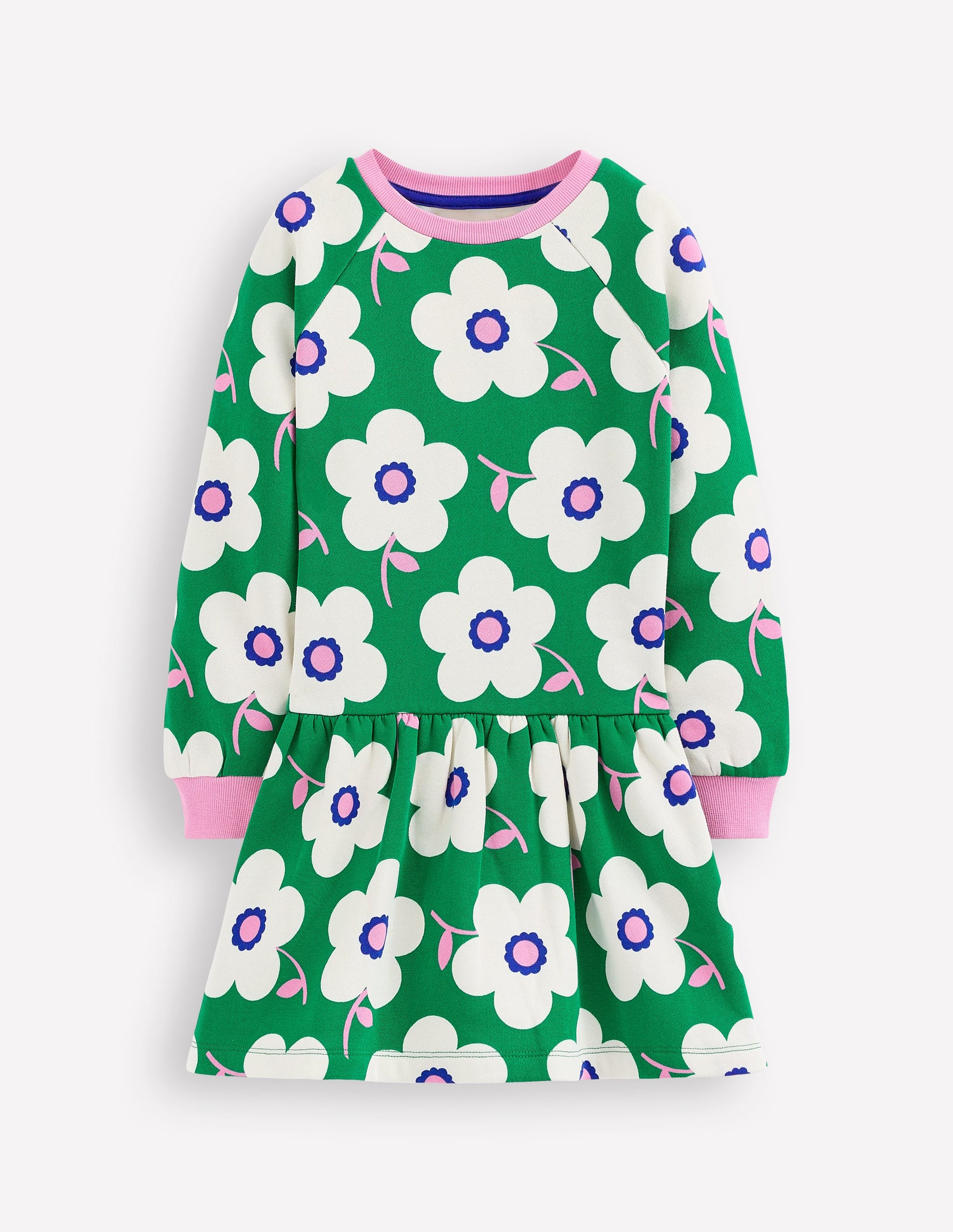Cosy Sweatshirt Dress-Rich Emerald Giant Daisy-1
