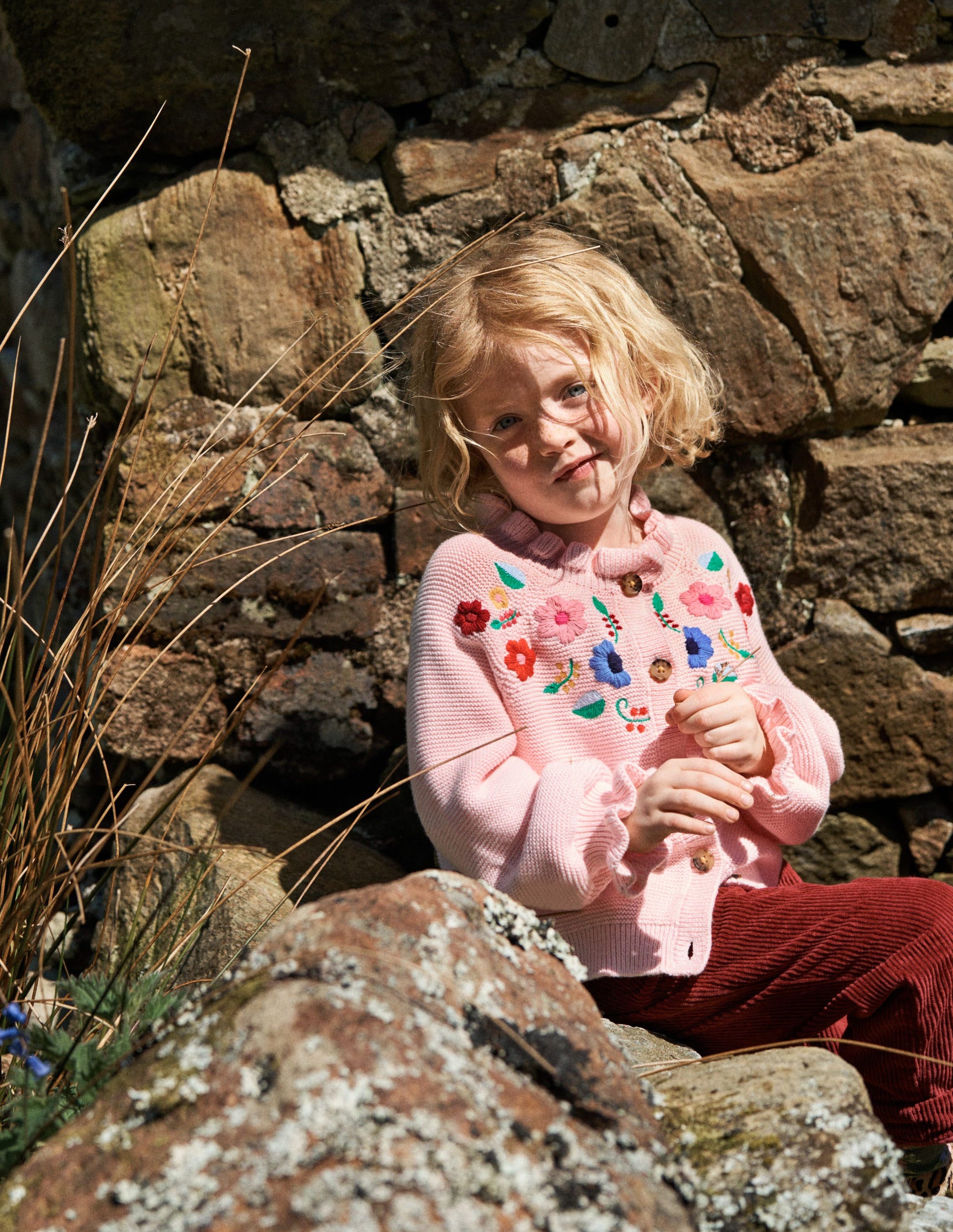 Pretty Embroidered Cardigan-Chalk Pink-4