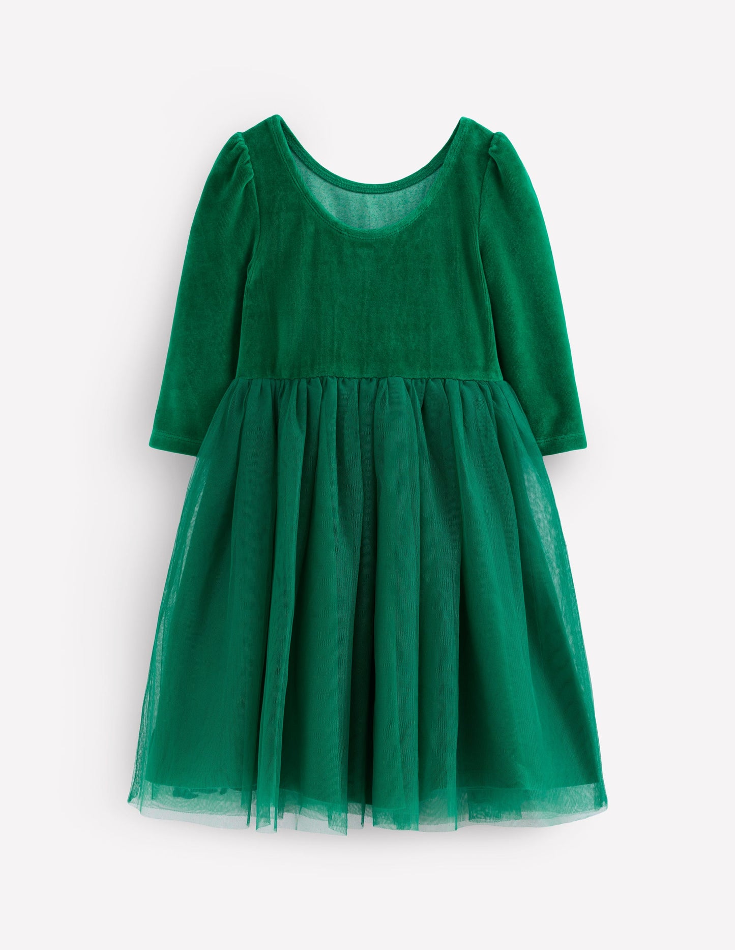 Velour Tulle Appliqué Dress-Jewel Green Halloween