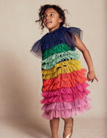 Tiered Tulle Dress-Rainbow Multi-4