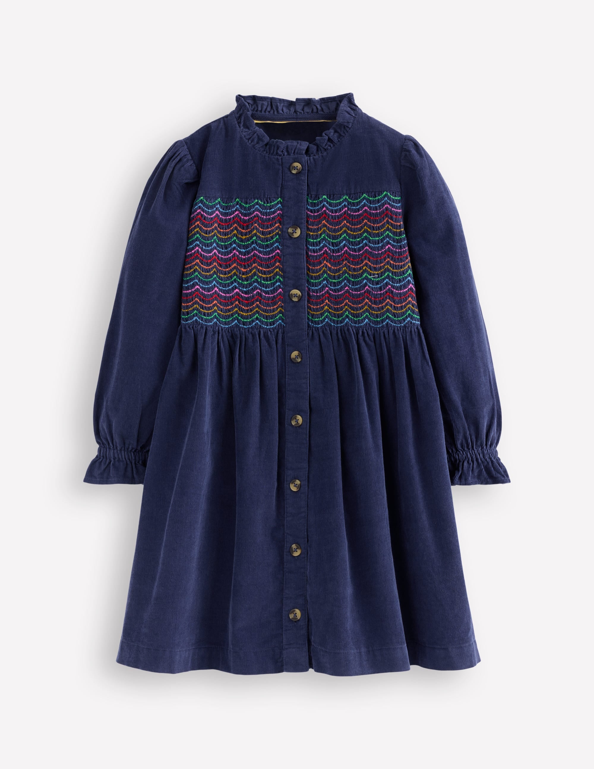 Suki Long Sleeve Smocked Dress-College Navy | Boden USA