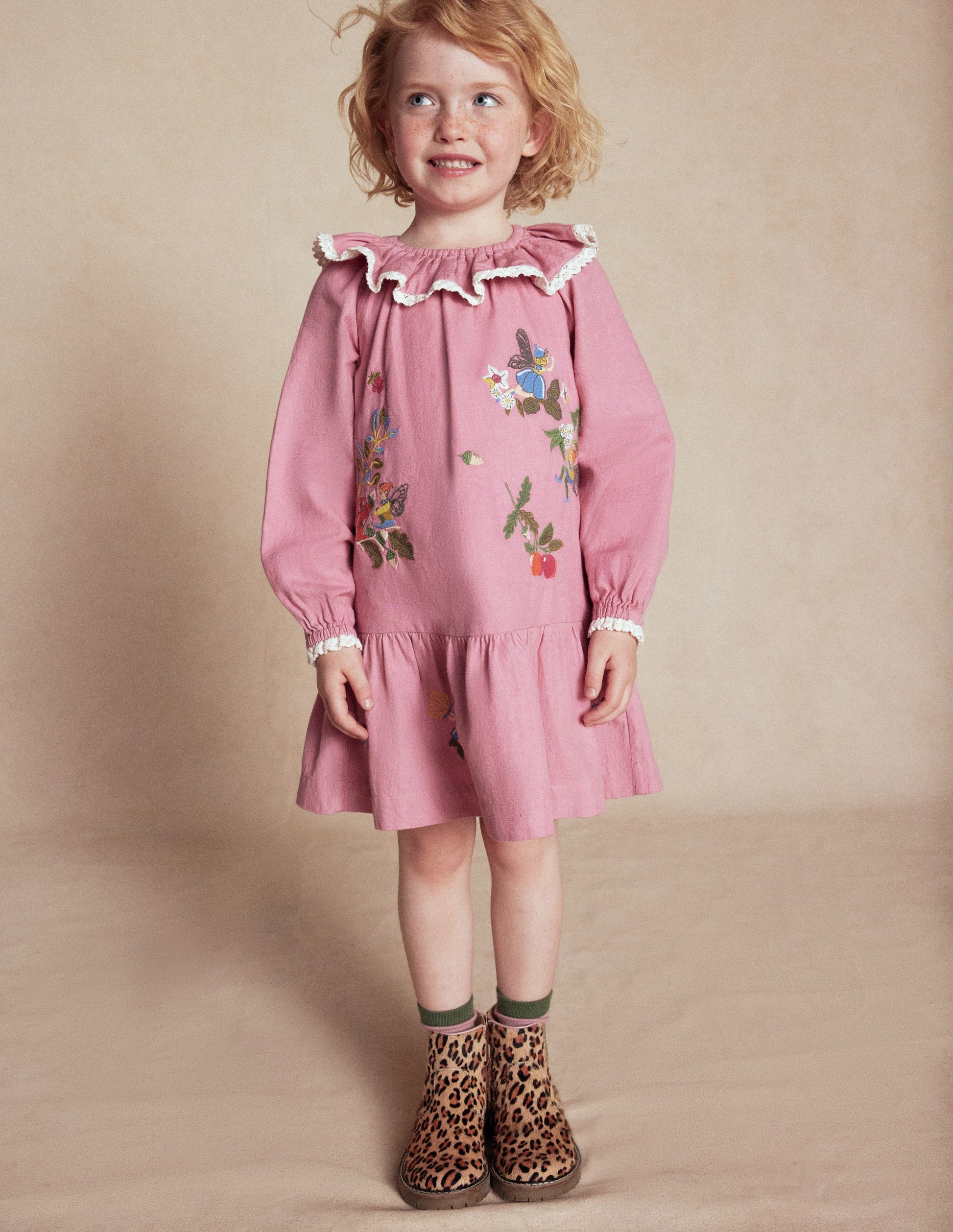 Lace Trim Woven Dress-Rose Pink Fairies | Boden USA Lace Trim Woven Dress-Rose Pink Fairies | Boden USA