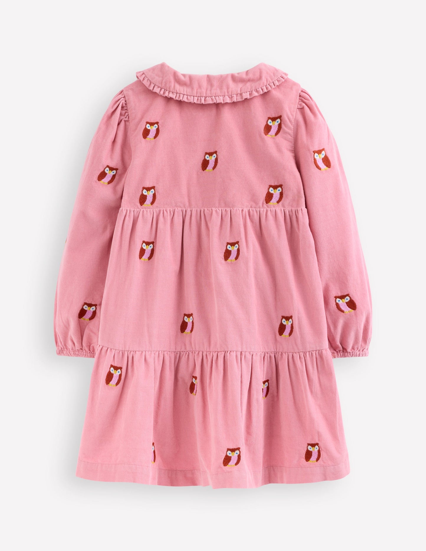 Minna Collared Woven Dress-Pink Owl Embroidery