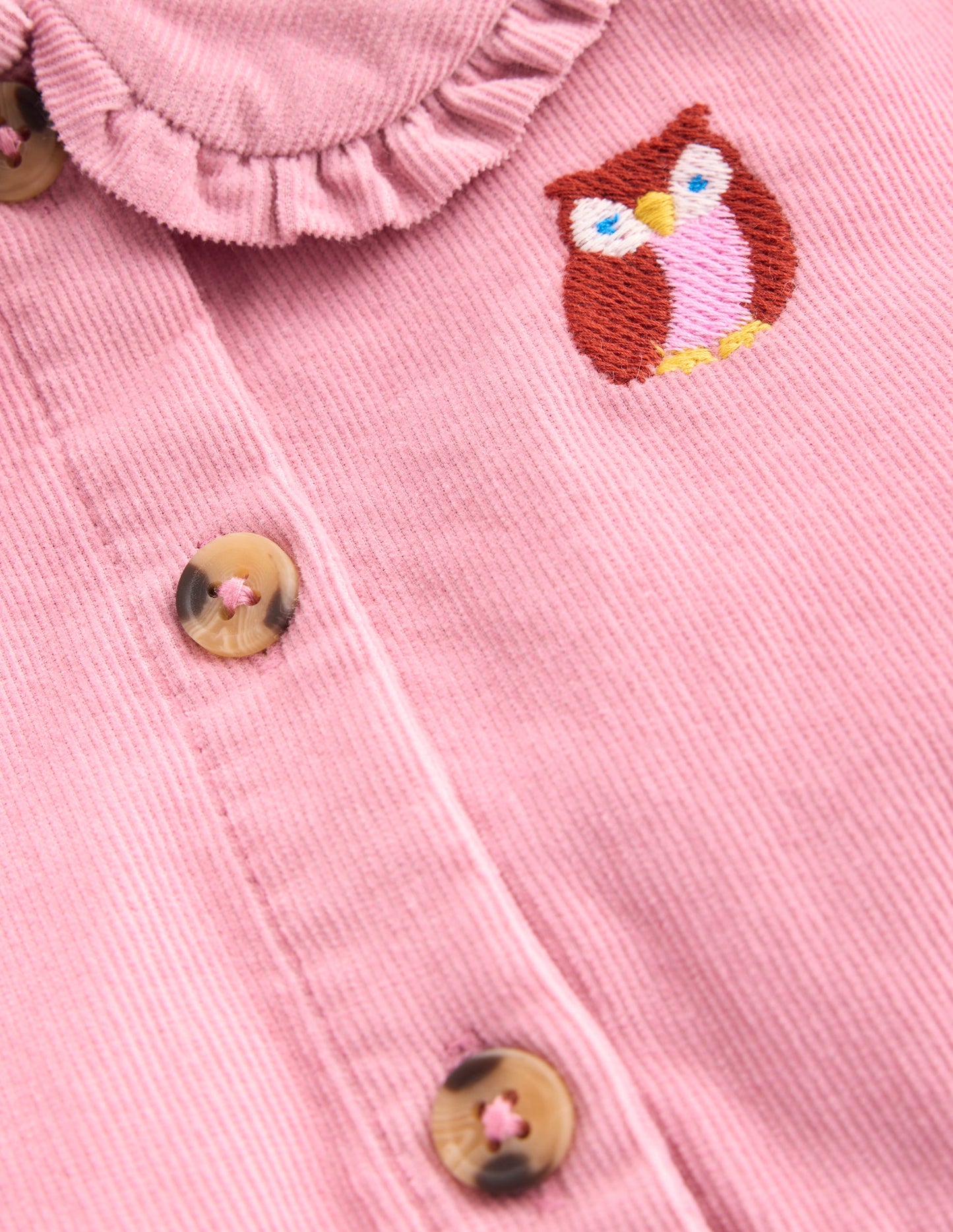 Minna Collared Woven Dress-Pink Owl Embroidery