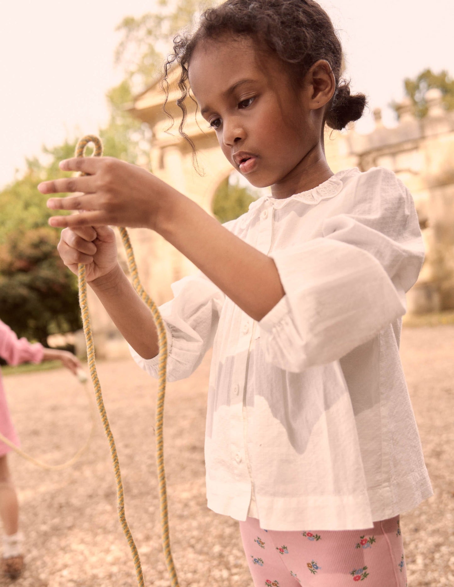 Scalloped Collar Smocked Shirt-Soft Ivory