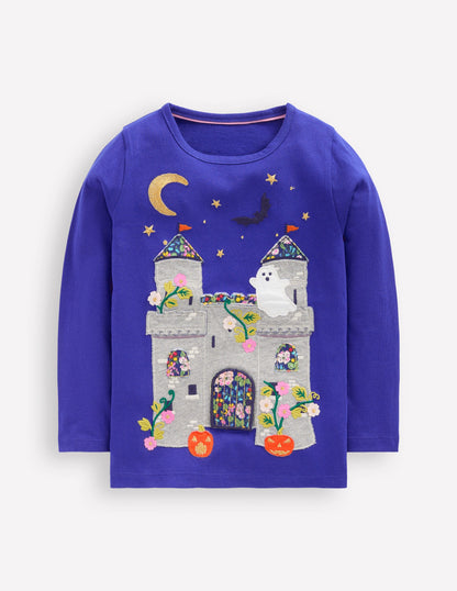 Long Sleeve LTF T-shirt-Sapphire Blue Haunted House-1