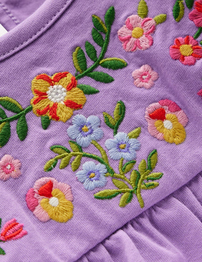 Embroidered Jersey Yoke Top-Aster Purple Embroidery-3