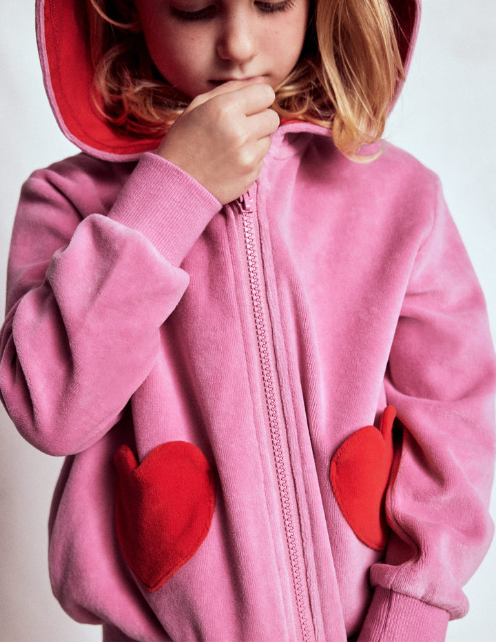 Velour Hoodie-Formica Pink