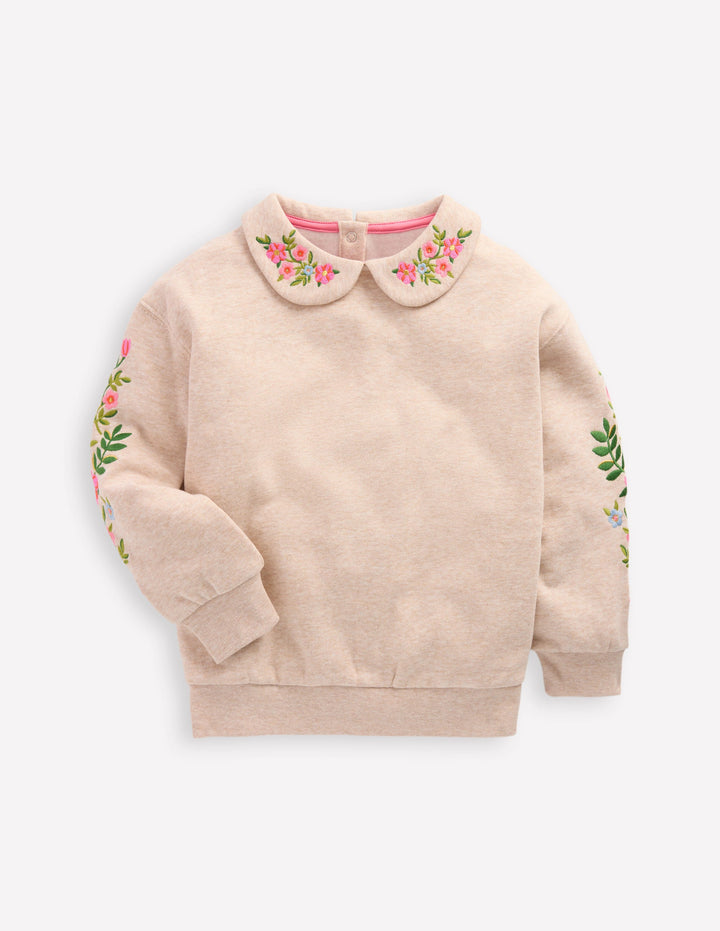 Embroidered Sweatshirt-Oatmeal Marl Embroidery