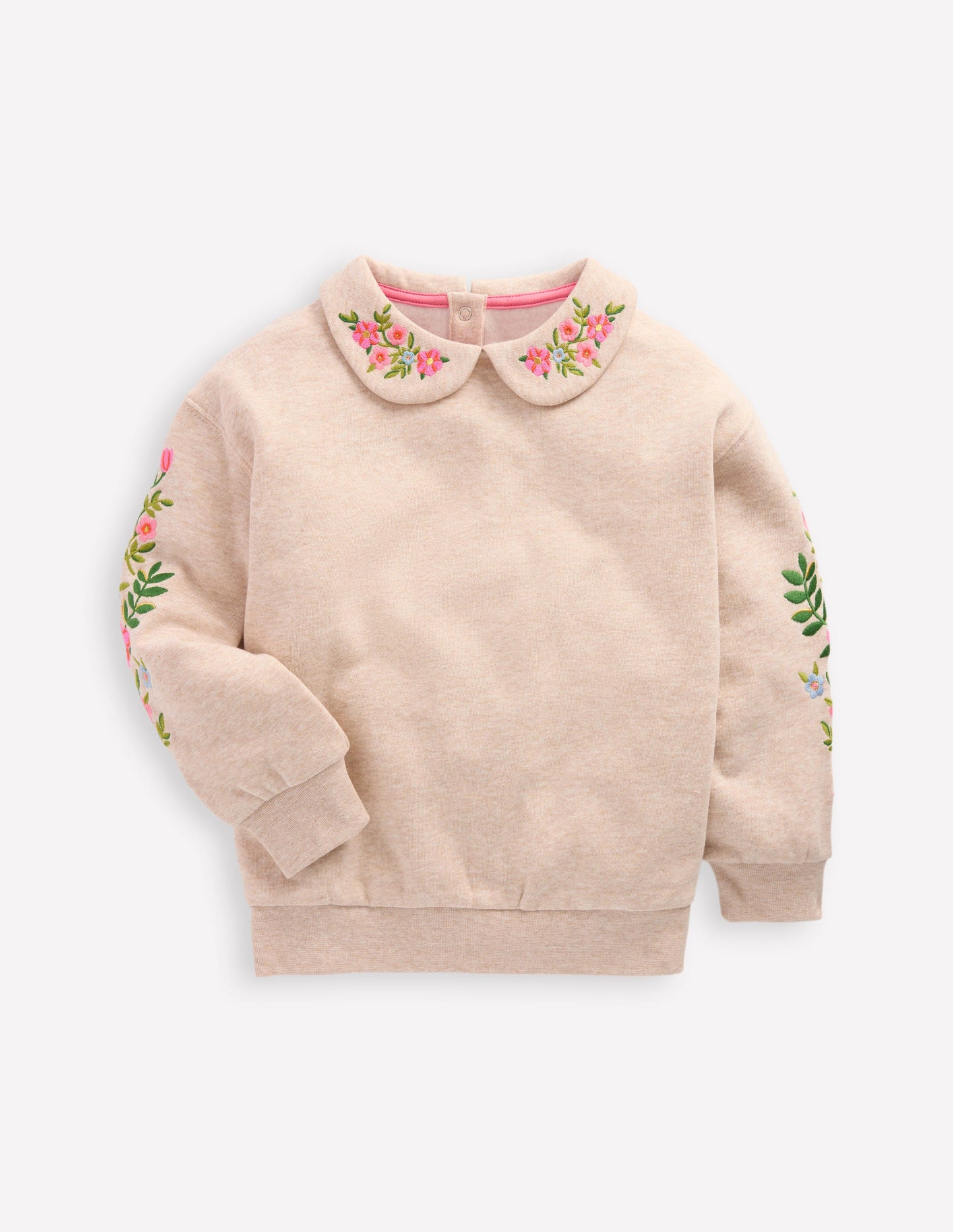 Embroidered Sweatshirt-Oatmeal Marl Embroidery