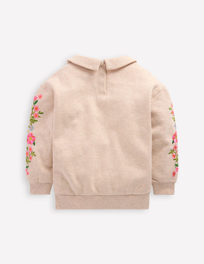 Embroidered Sweatshirt-Oatmeal Marl Embroidery-2