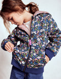 Reversible Borg Hoody-Starboard Blue Berry Floral