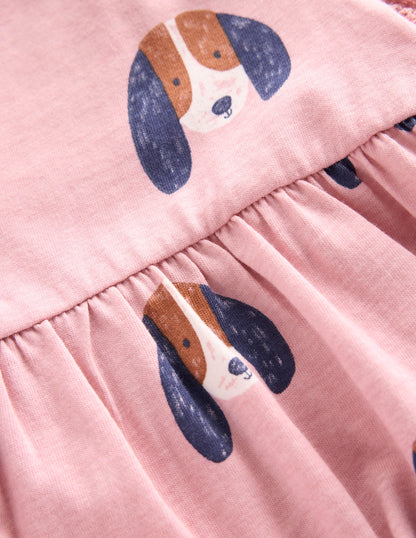 Printed Tunic Set-Vintage Pink Spaced Pups-3
