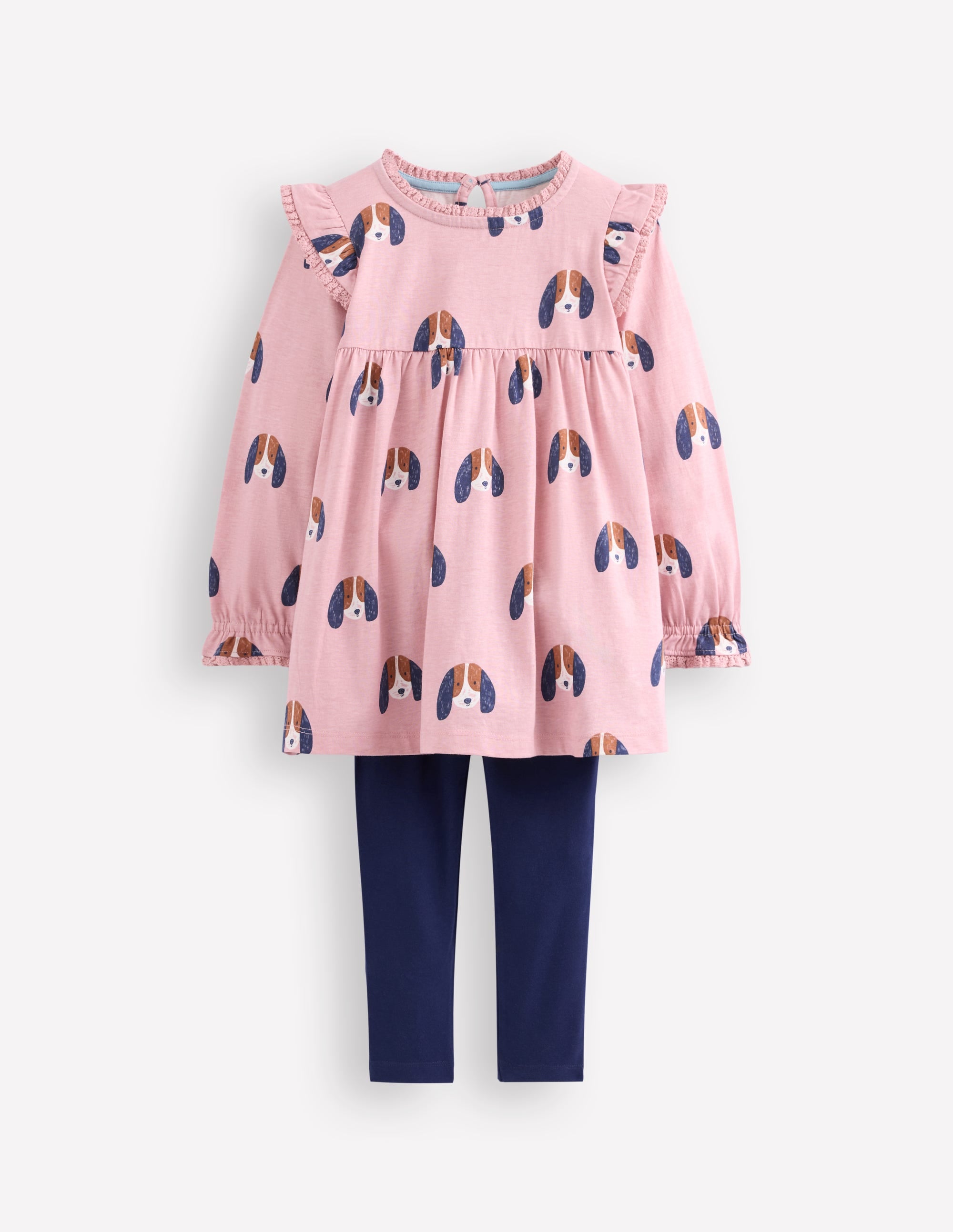 Printed Tunic Set-Vintage Pink Spaced Pups - Image 1