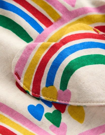 Heart Pocket Fun Jersey Dress-Oatmeal Marl Rainbow Hearts-3