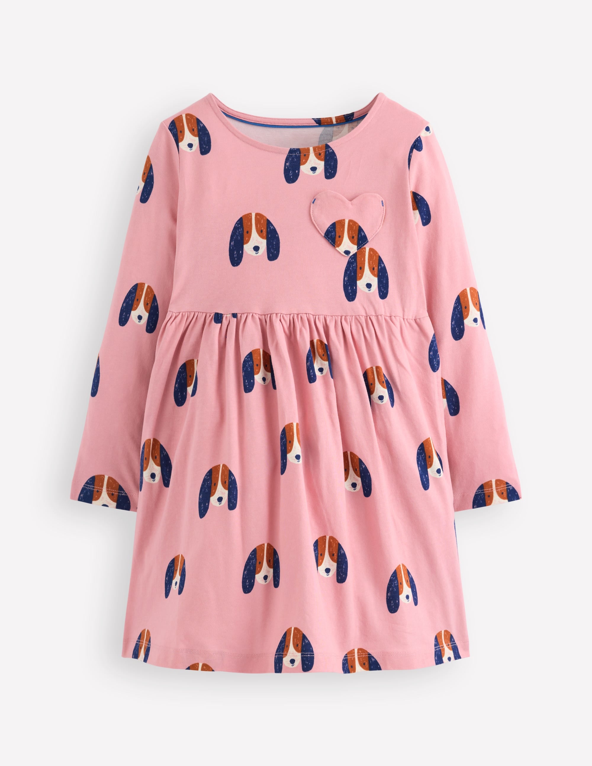 Heart Pocket Fun Jersey Dress-Vintage Pink Spaced Pups - Image 1