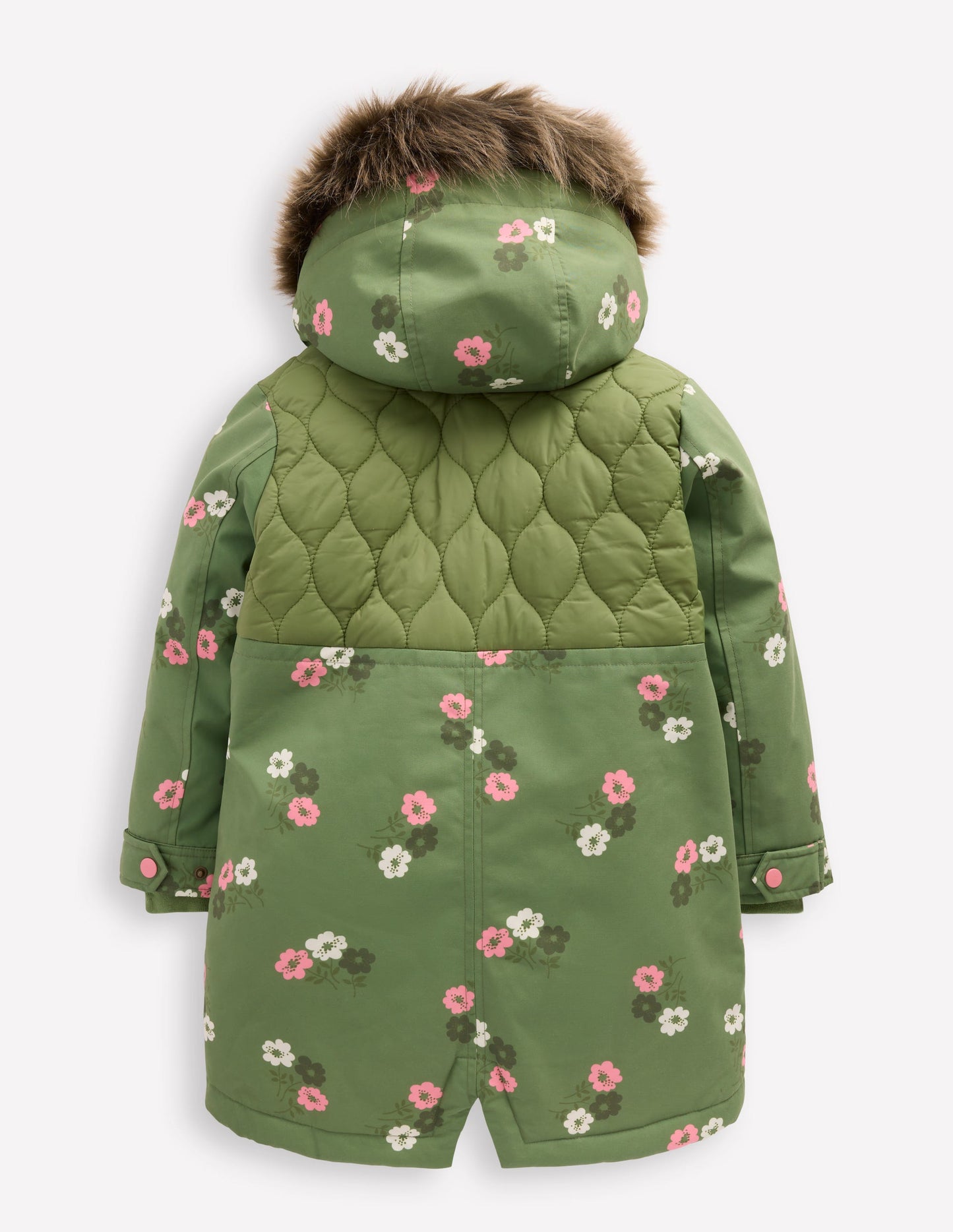 Joni Quilted Parka Coat-Green Floral