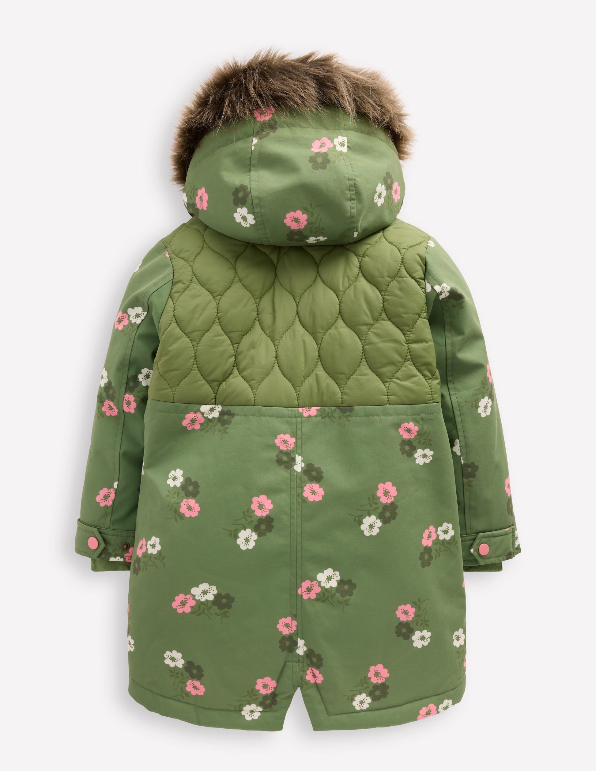 Joni Quilted Parka Coat-Green Floral-2