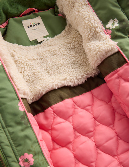 Joni Quilted Parka Coat-Green Floral-5