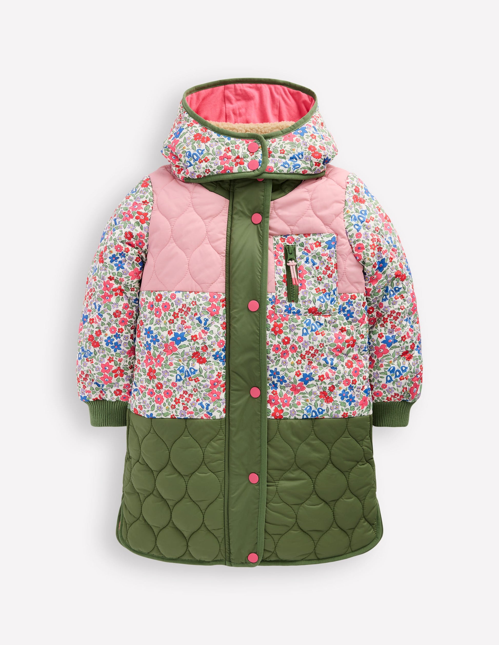 Cosy Longline Coat-Rose Pink Flowerbed-1