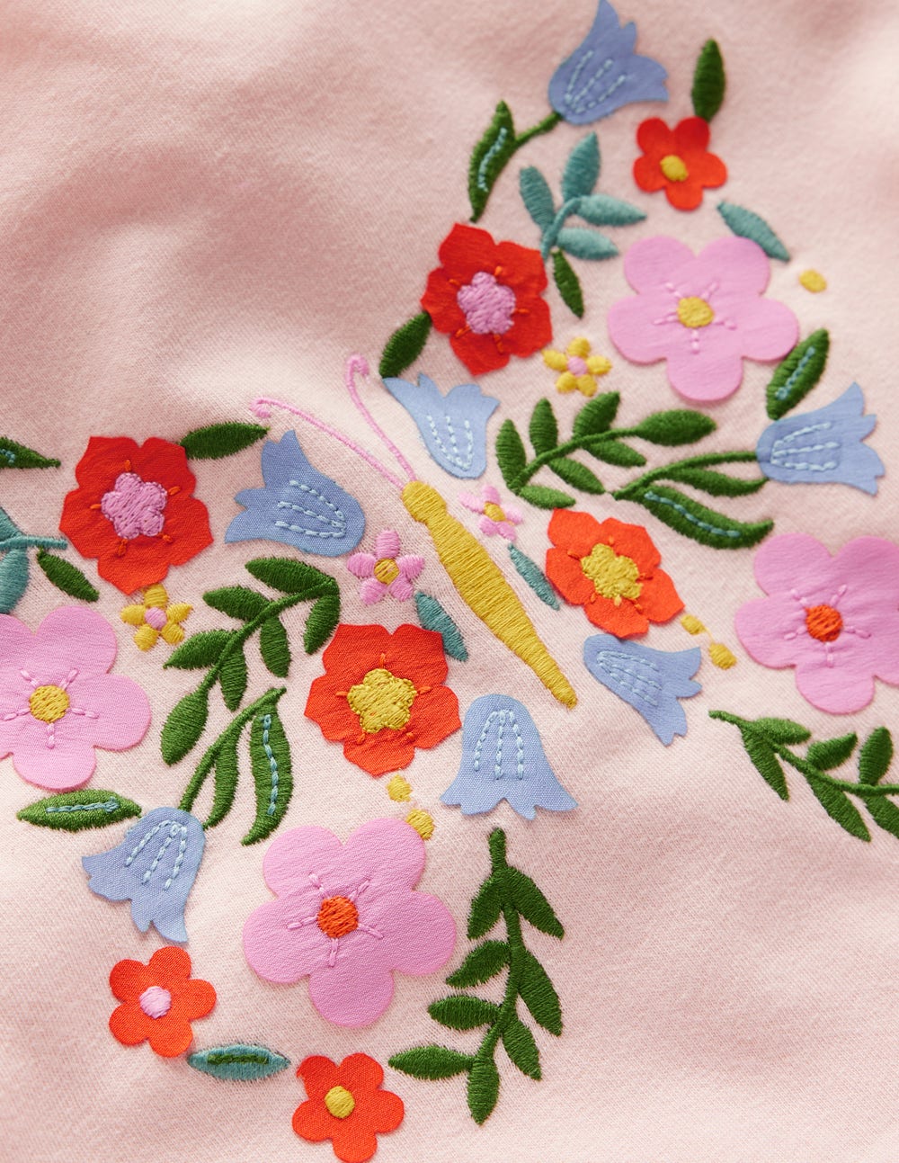 Puff Sleeve Appliqué  T-shirt-Chalk Pink Butterfly