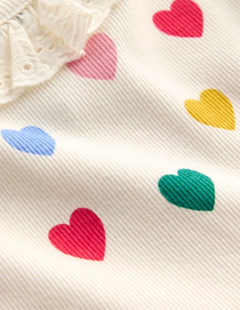 Ribbed Tunic Set-Soft Ivory Small Hearts