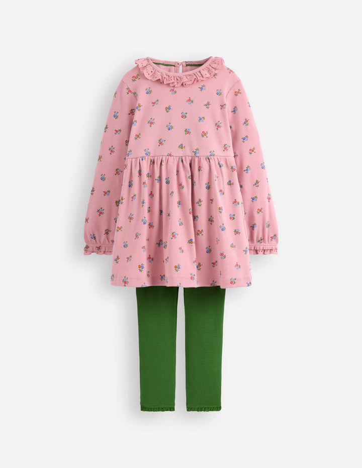 Ribbed Tunic Set-Vintage Pink Spaced Ditsy