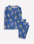 Snug Long John Pajamas-Blue Forest Print