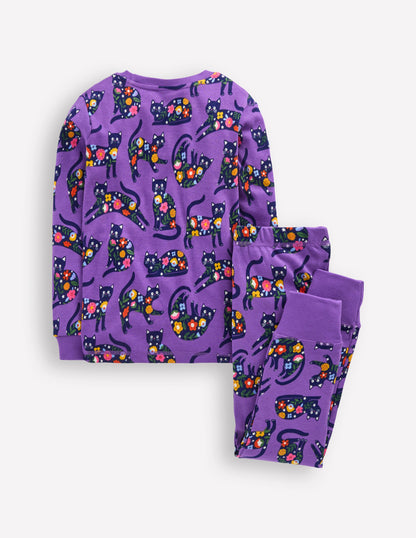 Snug Glow-In-The-Dark Pyjamas-Purple Cats-2