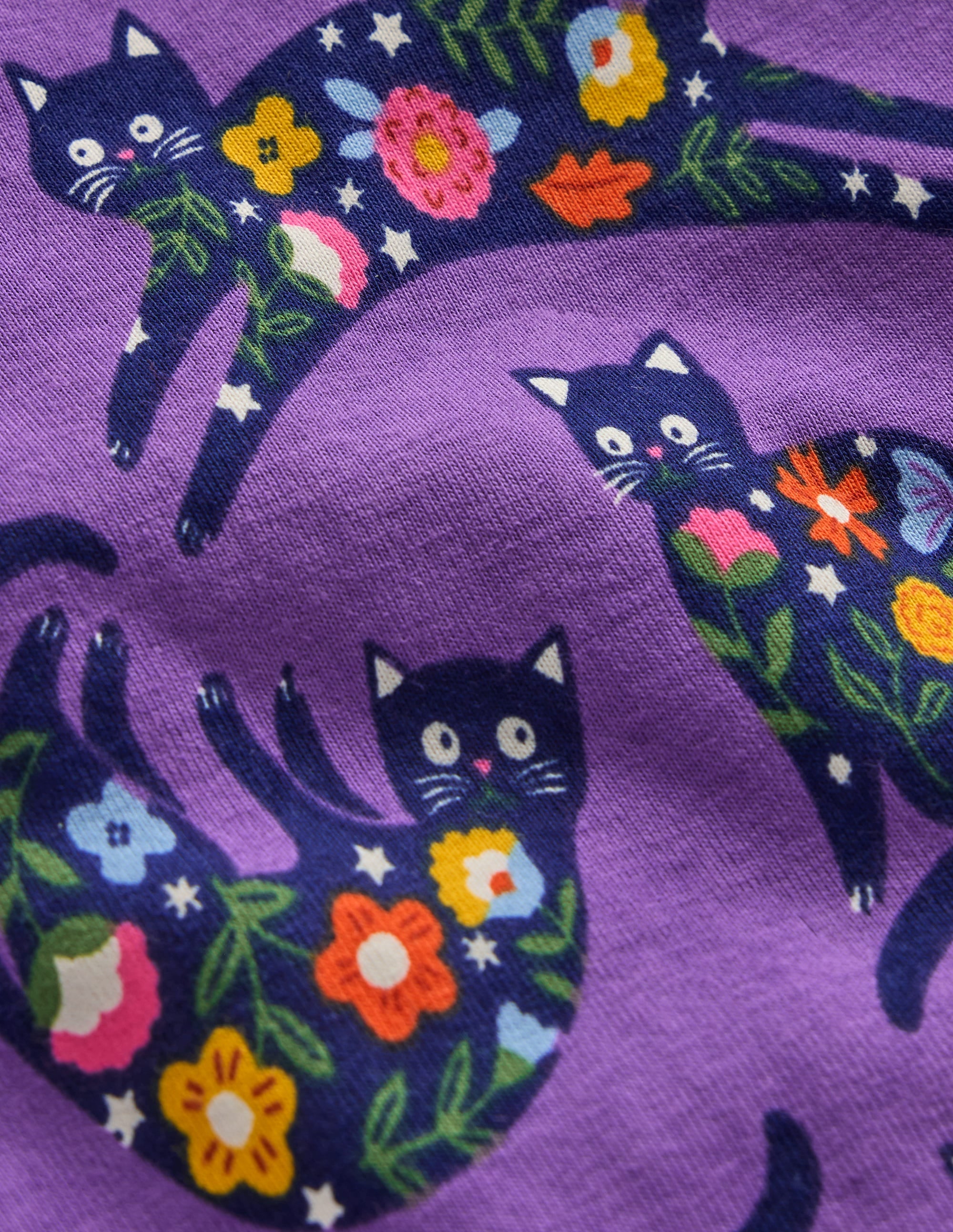 Snug Glow-in-the-dark Pajamas-Purple Cats - Image 3