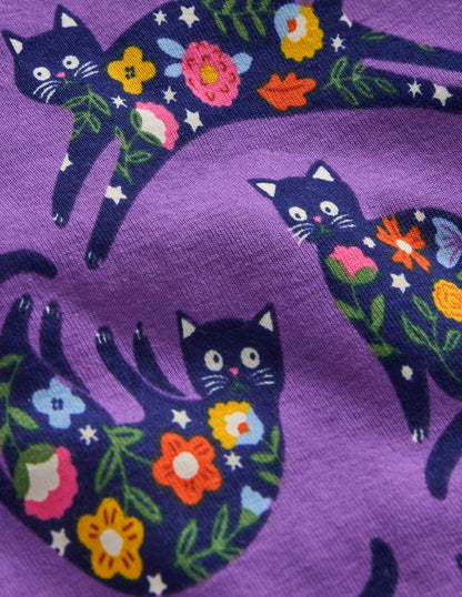 Snug Glow-In-The-Dark Pyjamas-Purple Cats-3