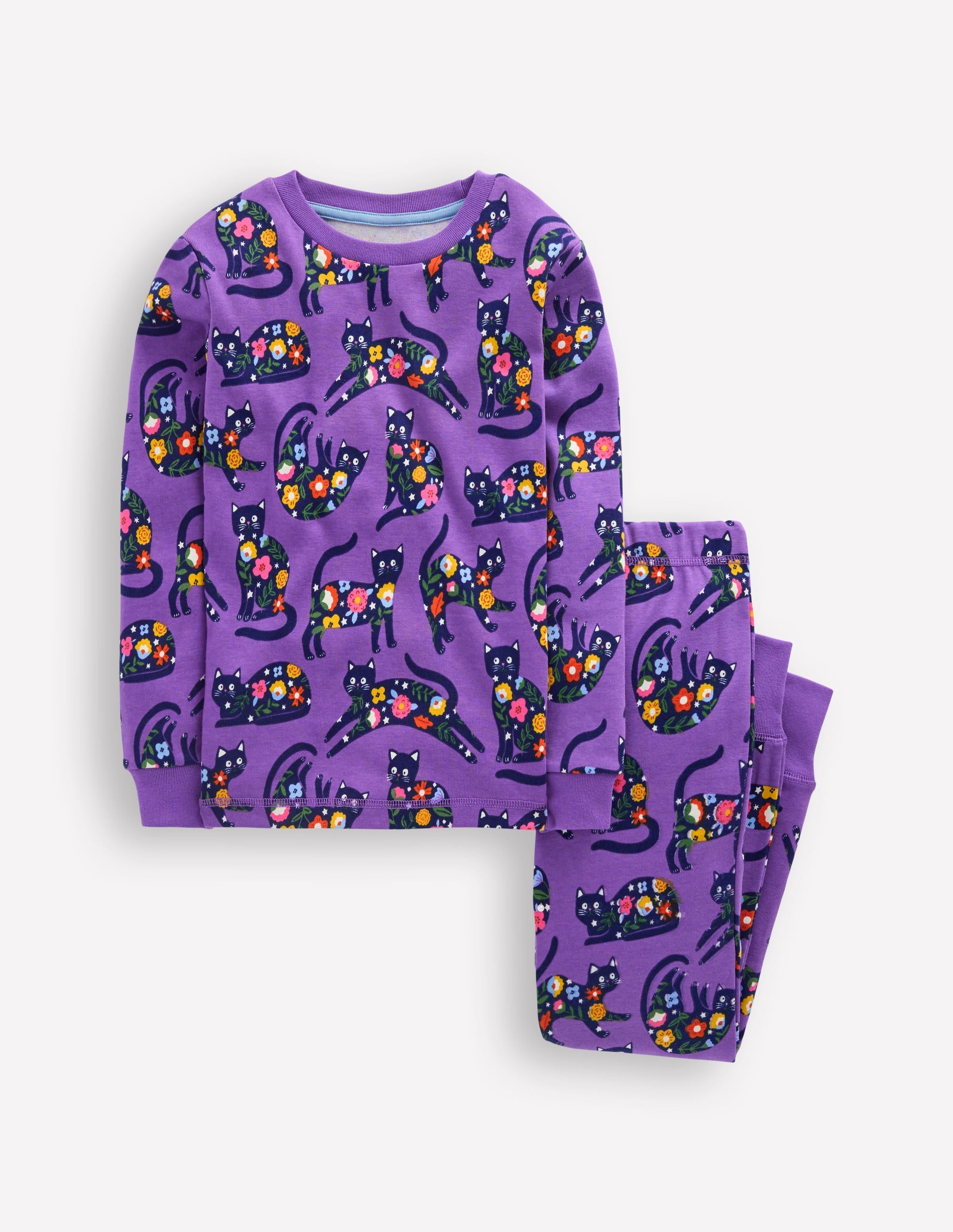 Snug Glow-in-the-dark Pajamas-Purple Cats - Image 1