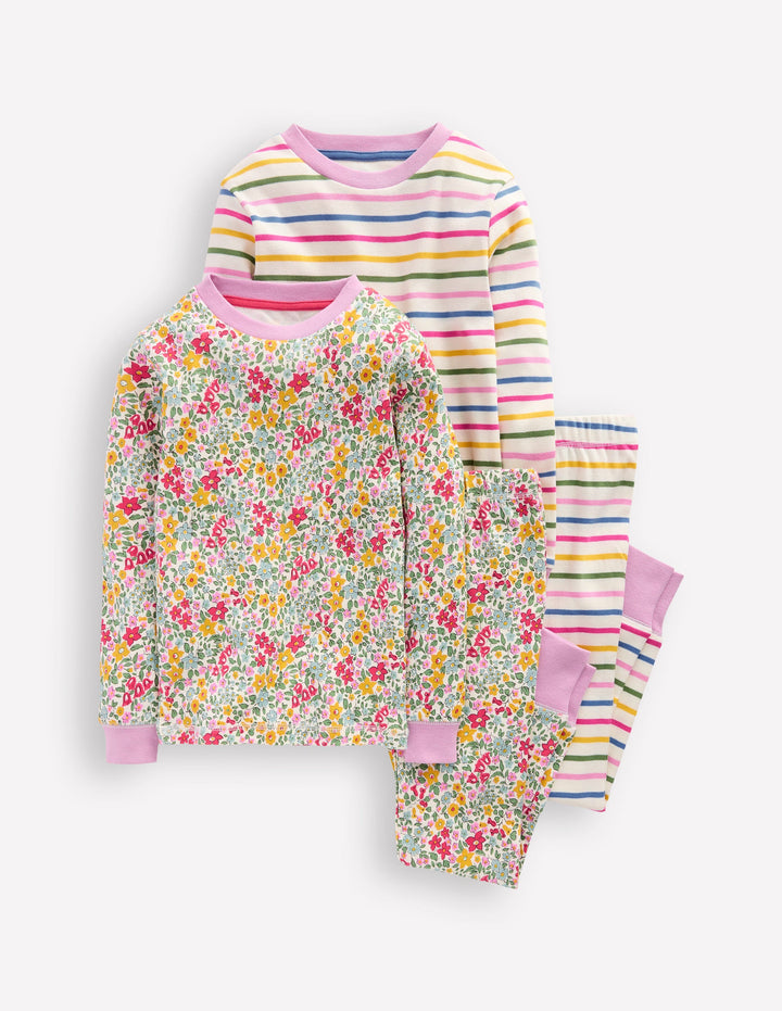 Twin Pack Snug Pajamas-Ceylon Flowerbed Multi